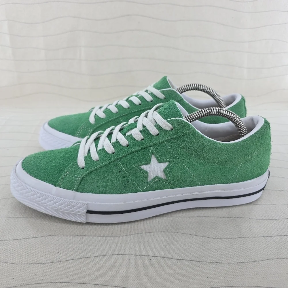 Converse Mens One Star Ox Green Suede White Sneakers Shoes 161240C Size 7.5 - Picture 2 of 11